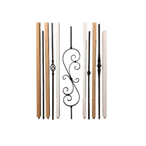 Wood and iron spindles lined up