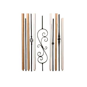 Wood and iron spindles lined up