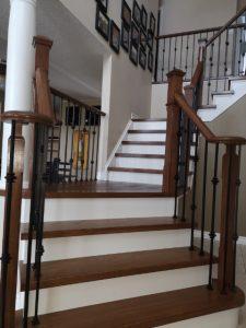 Burlington wrought iron spindles hardwood staircase