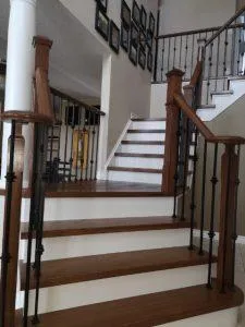 Burlington wrought iron spindles hardwood staircase