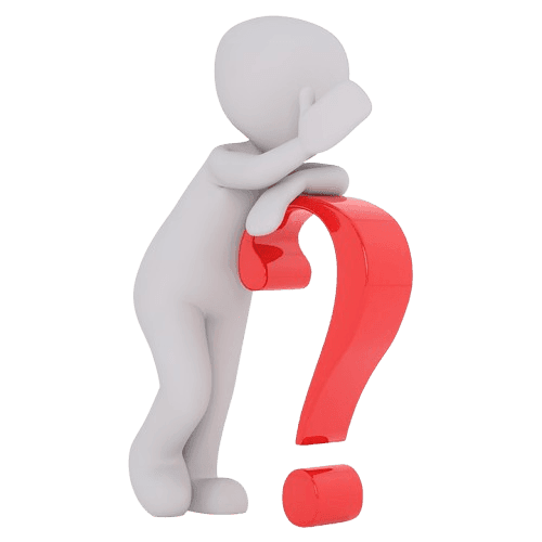 Infographic man leaning over a question mark