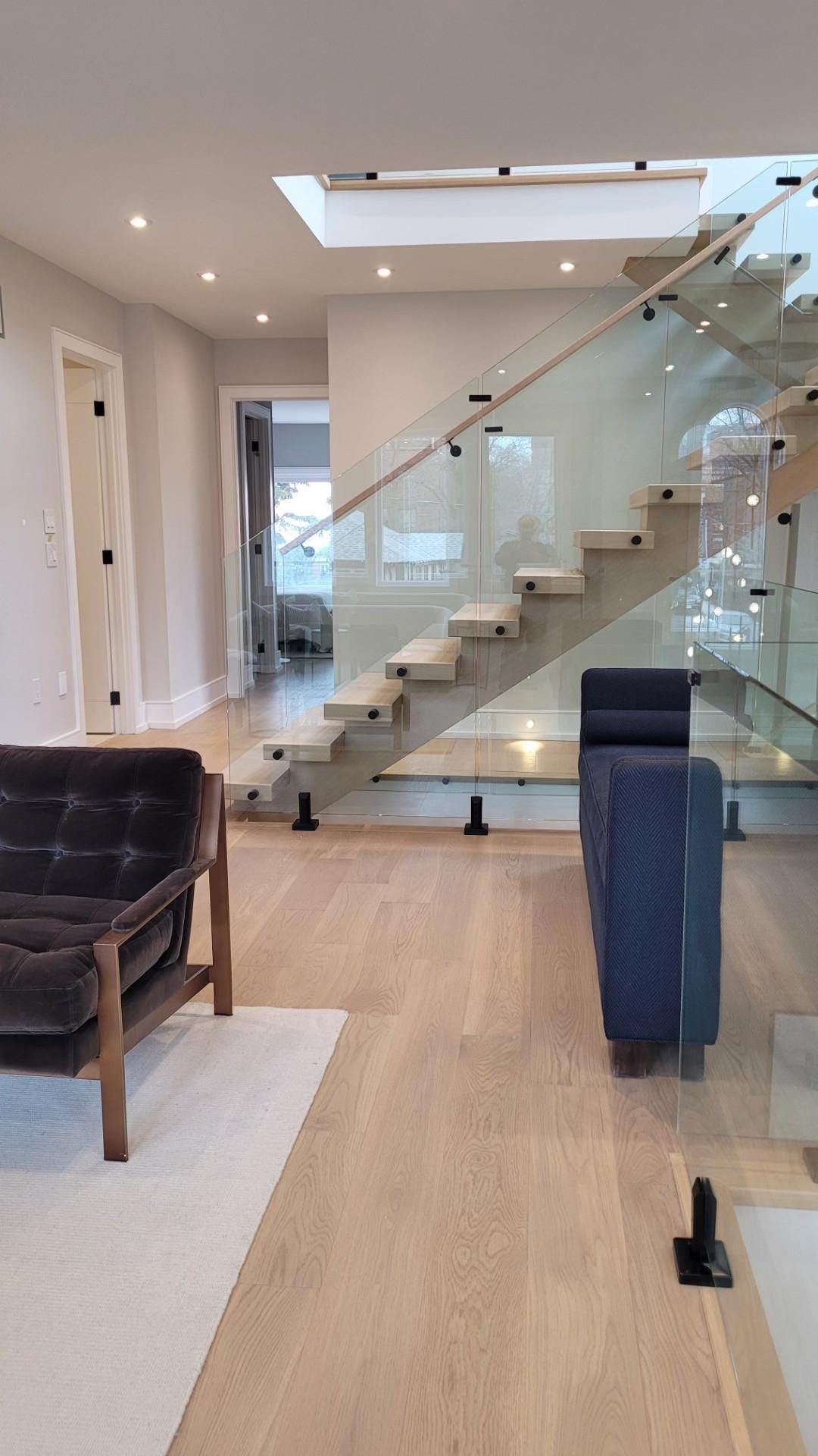 Oak Staircase with glass and open riser
