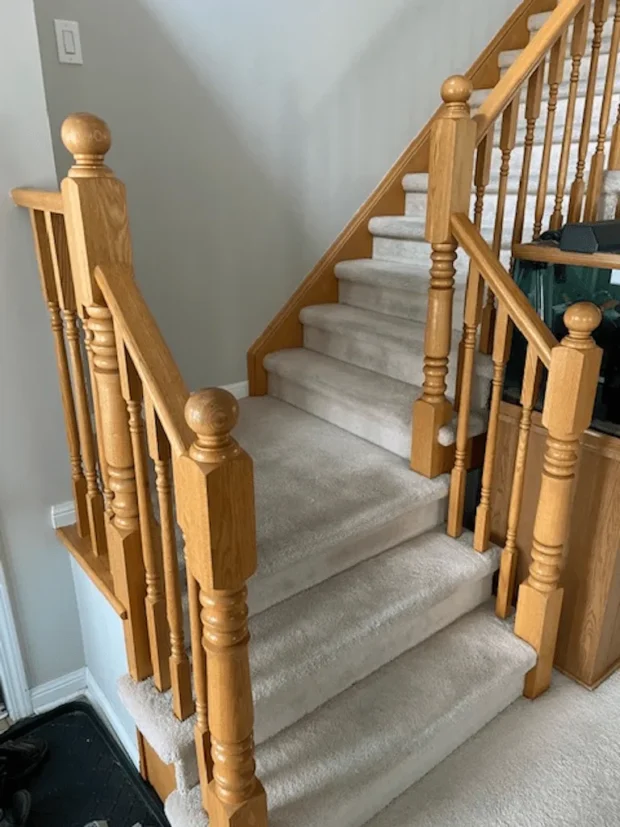 Glass staircase renovation with stainless steel
