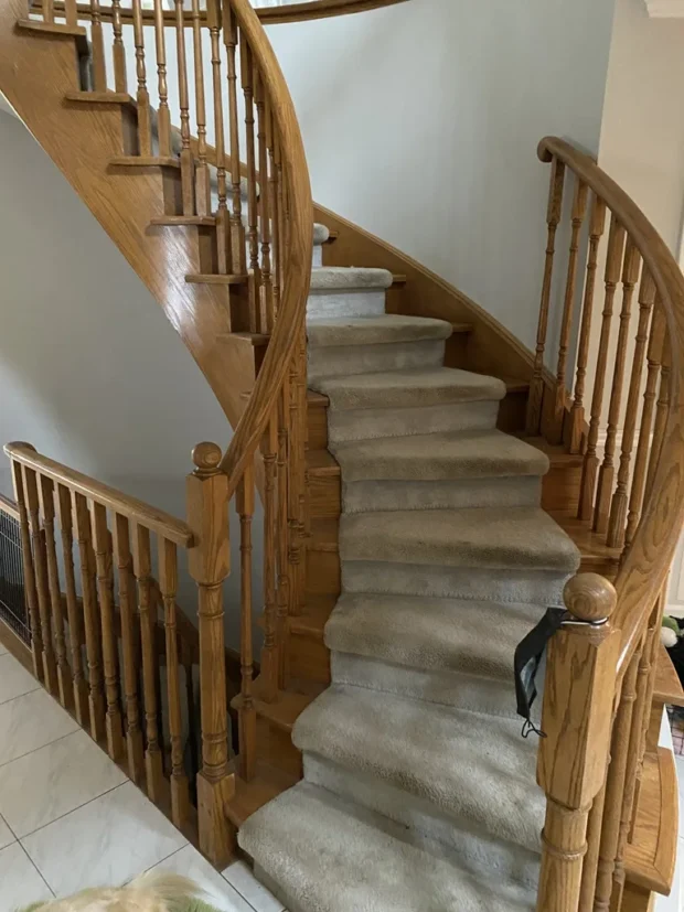 Beautiful stair remodel with metal spindles