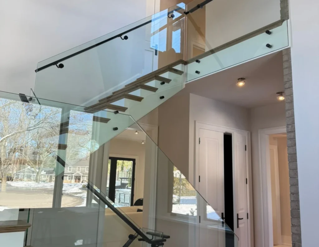 modern glass handrail installation
