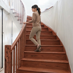 mid brown stairs with white risers